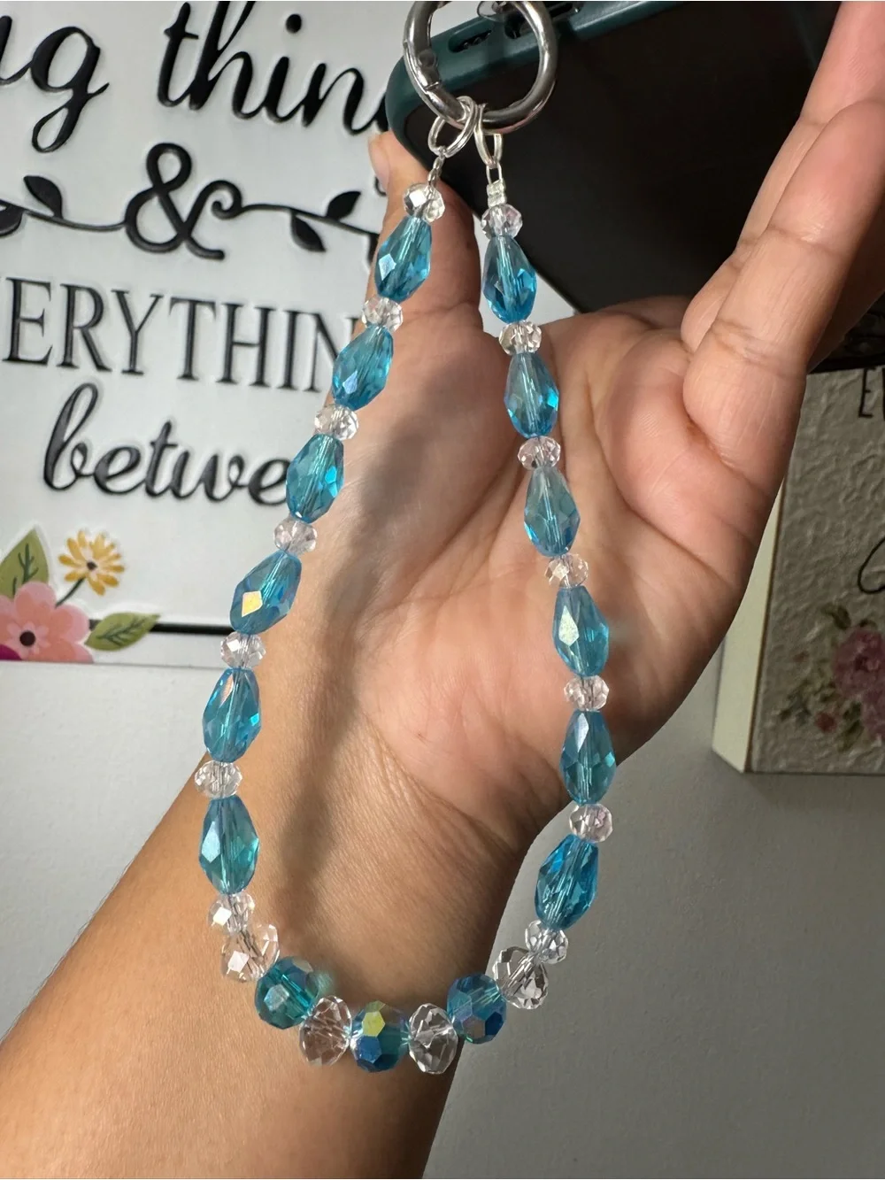 Bling Bling Crystal and Blue Phone/Key/Bag Chain #P1078