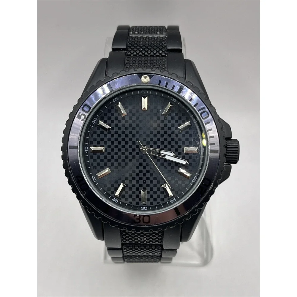 INC International Concepts Men's Quartz Watch Black‎ 46mm Case- New Battery