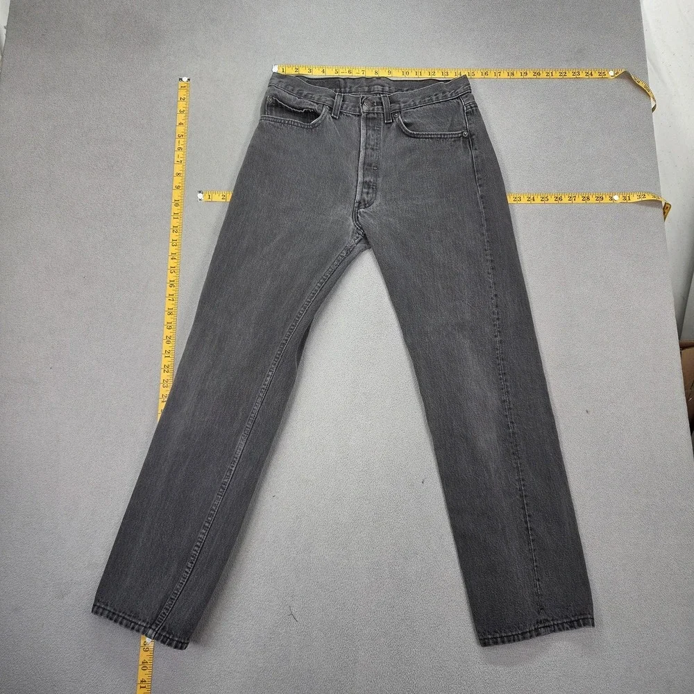 Vintage Levis 501 Jeans Mens Gray Straight Button Fly Faded 90s Fits 28x29