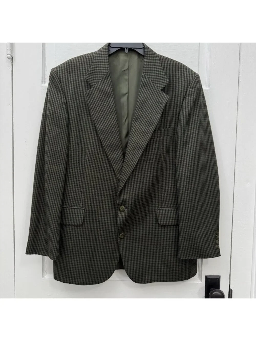 Robert Stock 43R Olive Check Sport Coat Blazer 2 Button Classic Jacket