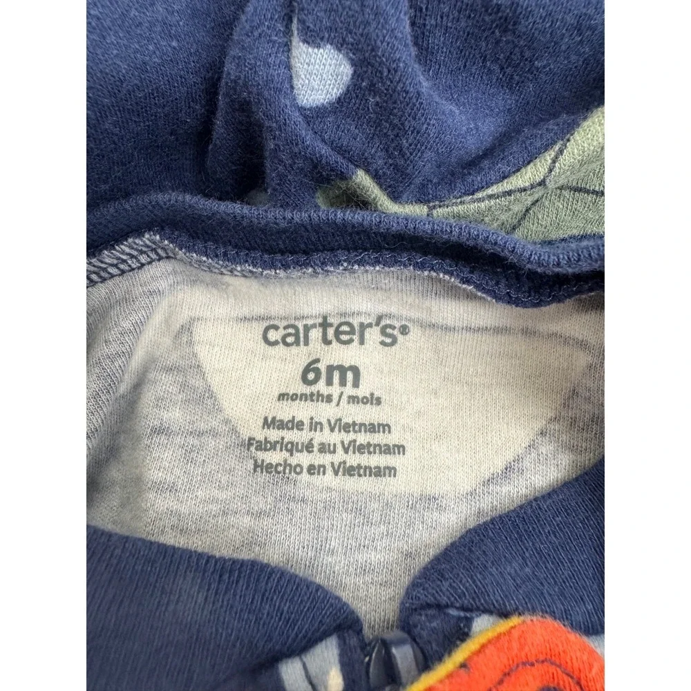 Carters Baby Boy‎ 6M Navy Blue Animal Print Cotton Footed Sleeper Pajamas