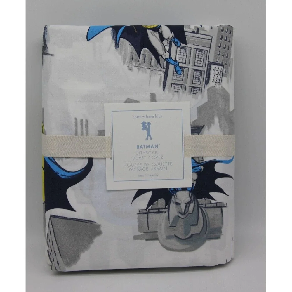 Pottery Barn Kids Batman DC Comics Cityscape Duvet Cover Twin NWT $89