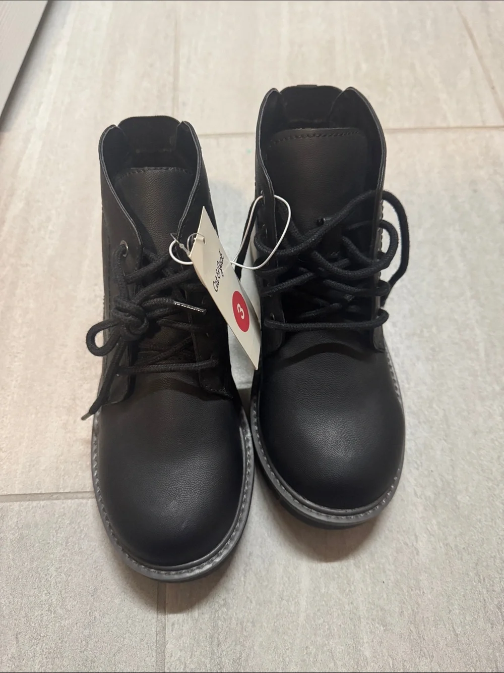 Cat & Jack Black Lace-Up Kids Ankle Boots