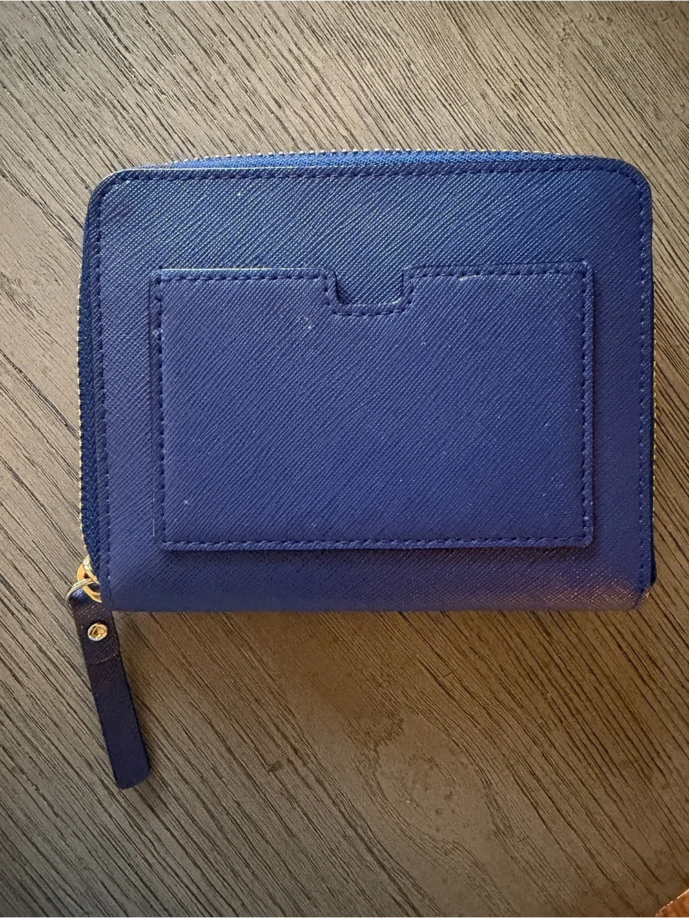 Kate Spade Blue Pebble Leather Zip Wallet