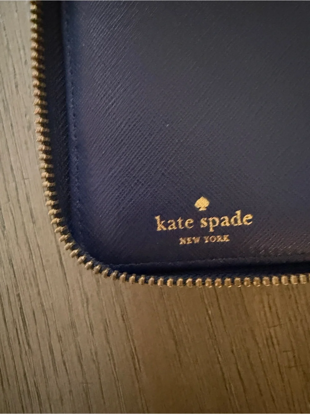 Kate Spade Blue Pebble Leather Zip Wallet
