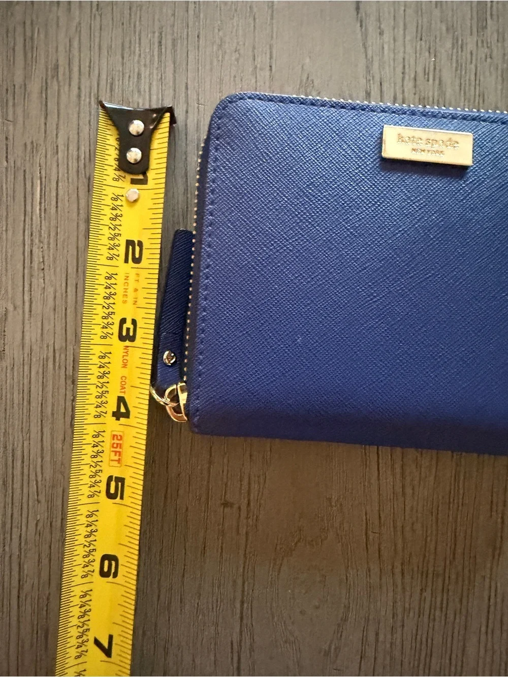 Kate Spade Blue Pebble Leather Zip Wallet