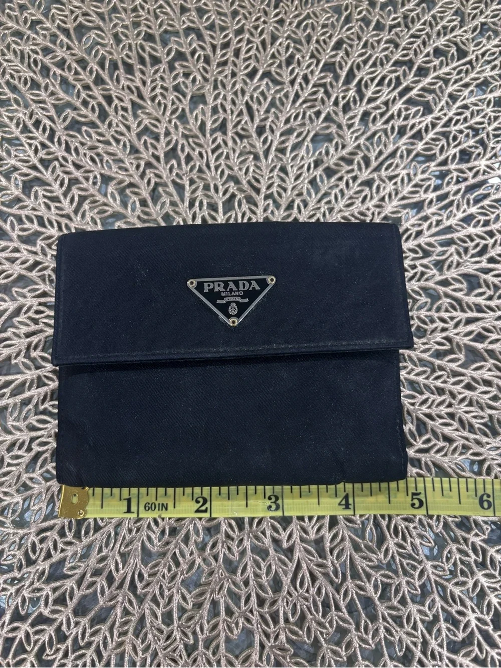 Prada Black Nylon Triangular Logo Wallet