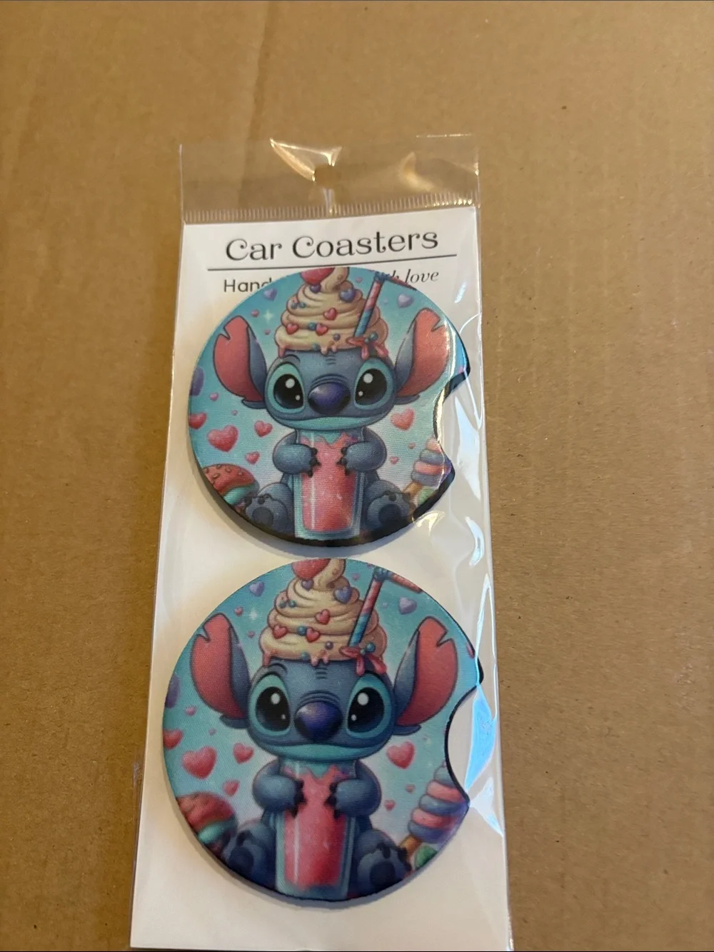 Blue Cute Stitch Car Coaster Set for Kids