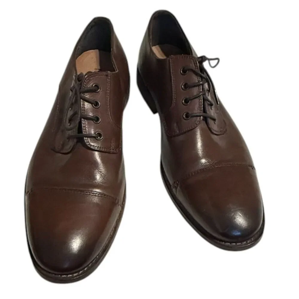 Nunn Bush 84652-200 Holt Lace-Up Brown Leather Cap Toe Oxfords shoes Men's 10 W