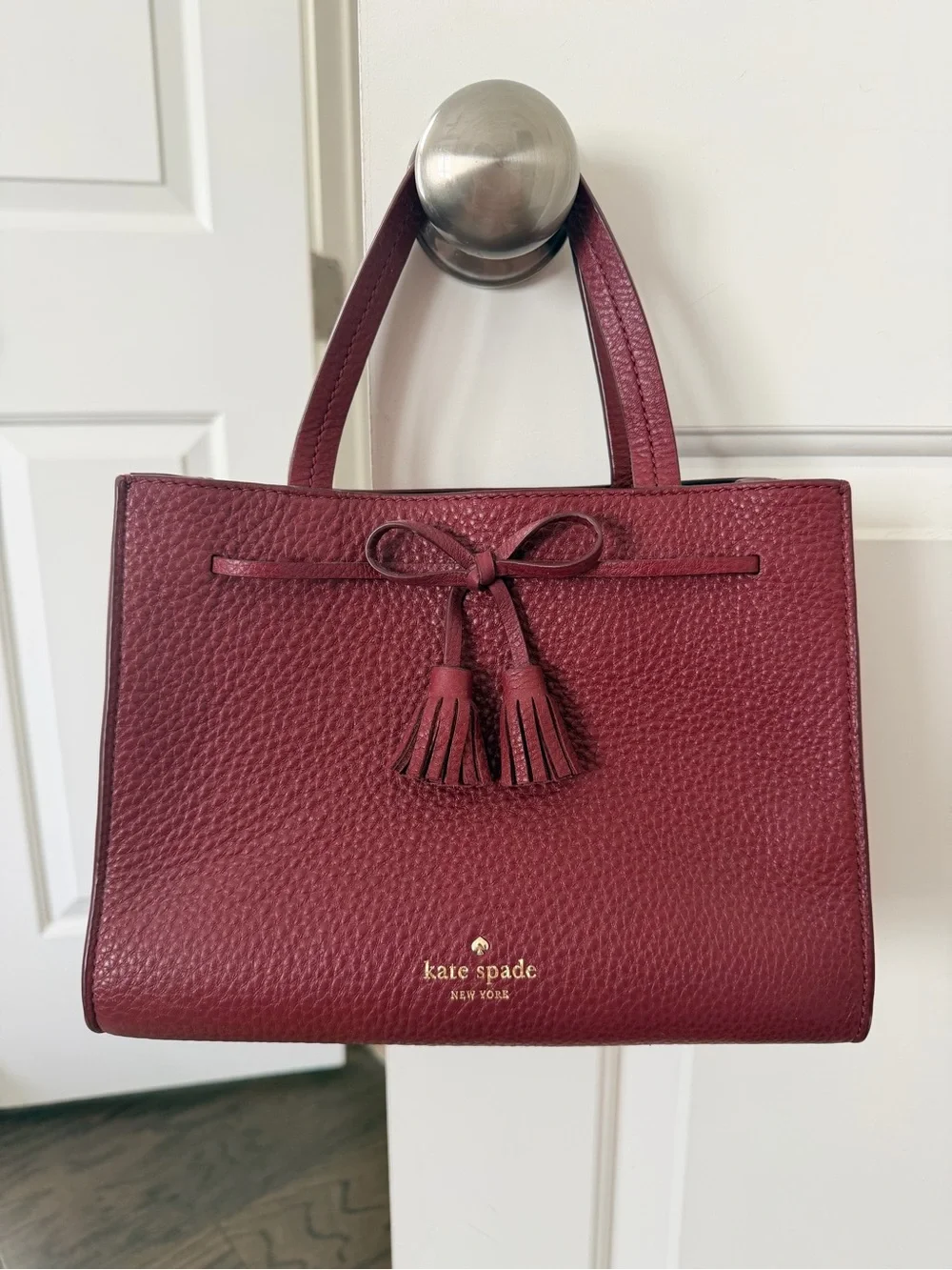 kate spade Burgundy Leather Tassel Tote