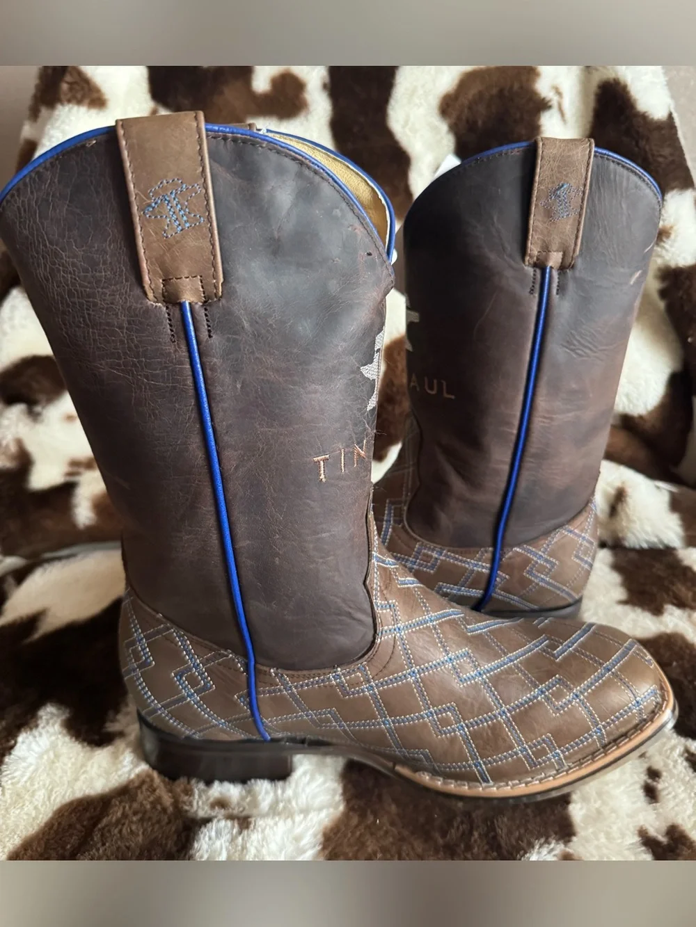 Tin Haul Cowboy DNA Western Boot - Brown Cowboy Boots with Rodeo Sole Art