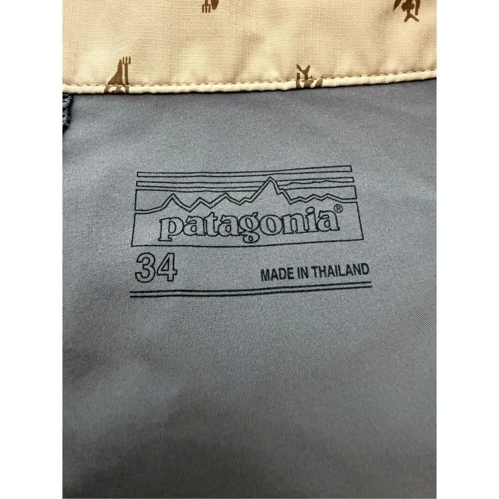 Patagonia Men's Striped Drawstring Surfing Swim Board Shorts Black Gray Size 34‎