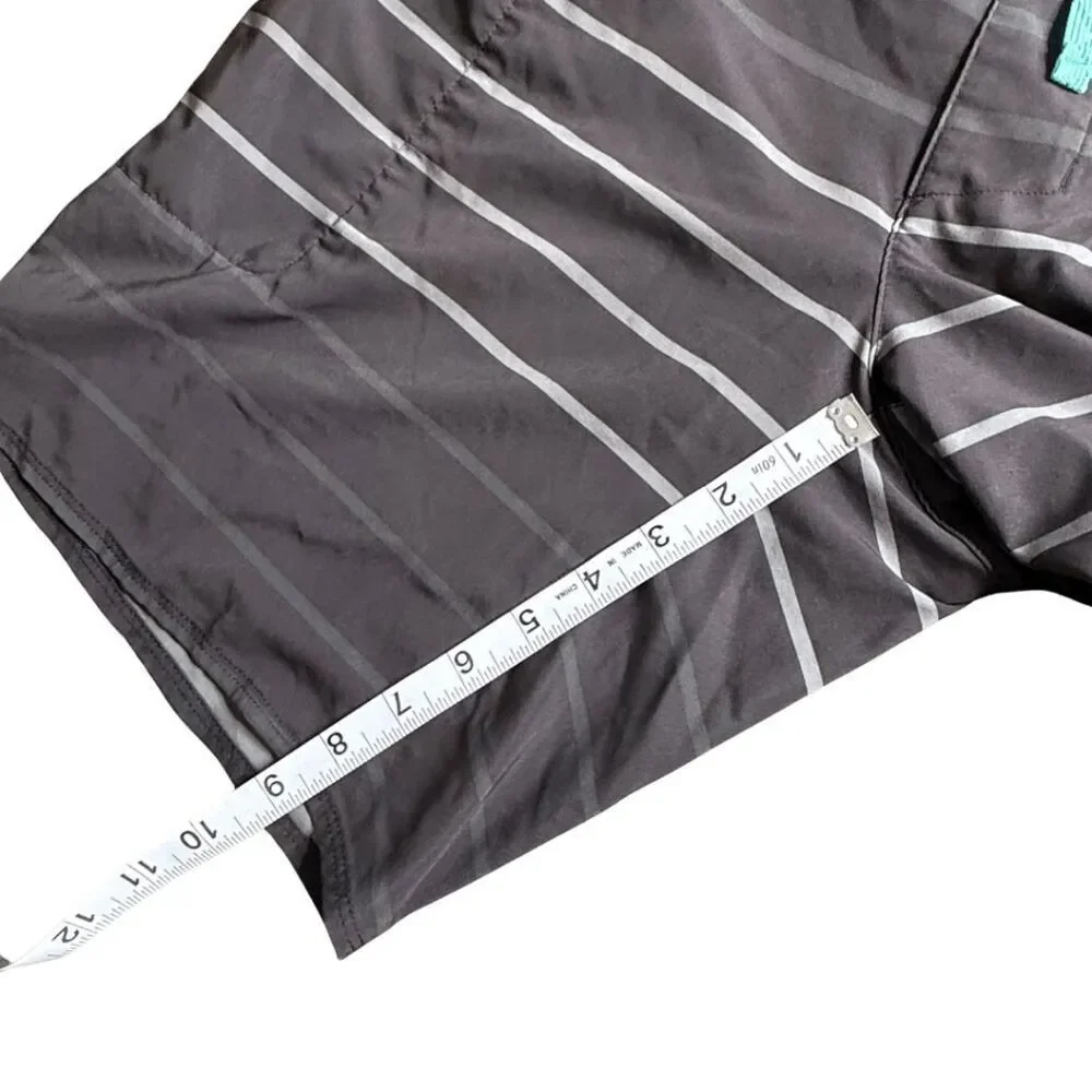 Patagonia Men's Striped Drawstring Surfing Swim Board Shorts Black Gray Size 34‎