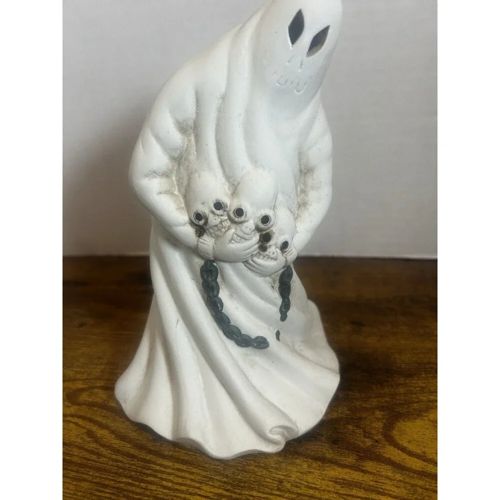Dalton Halloween Ghost Skeleton Candle Holder Vintage Spooky Ceramic Decor