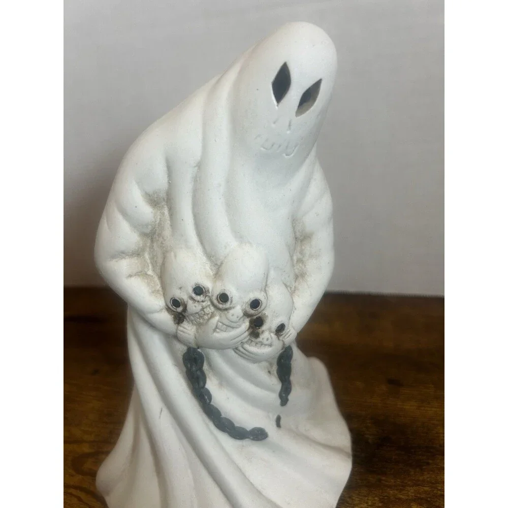 Dalton Halloween Ghost Skeleton Candle Holder Vintage Spooky Ceramic Decor