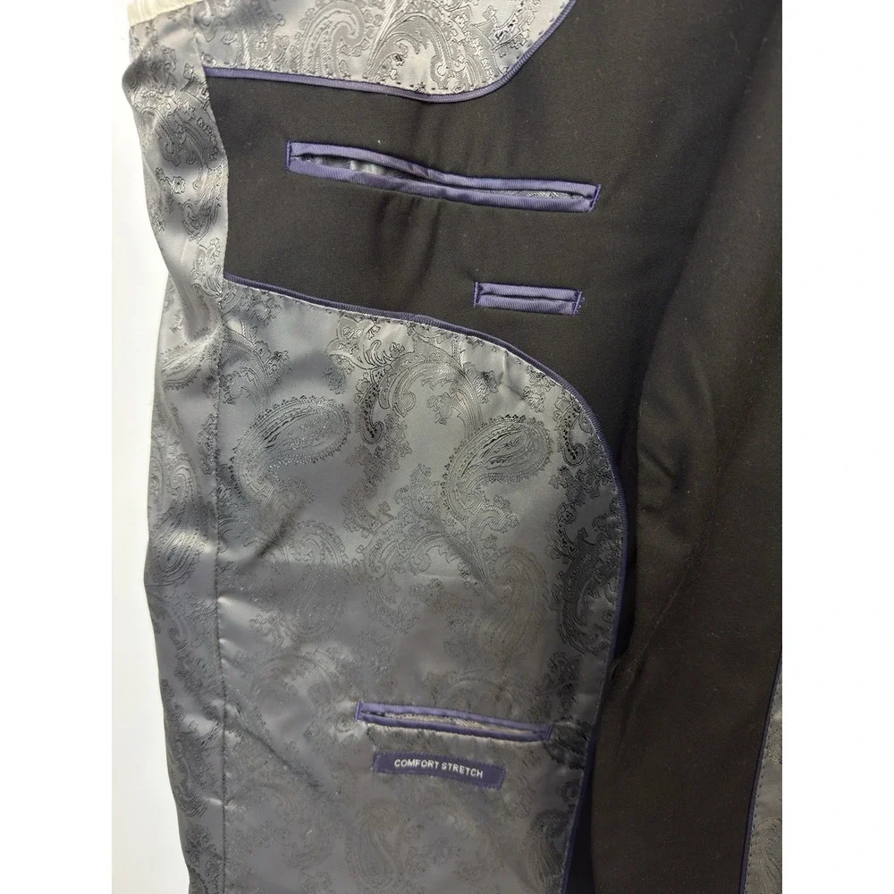 Adolfo Men's Portly Black‎ Blazer Jacket Size 46S Regular Fit Sport Coat