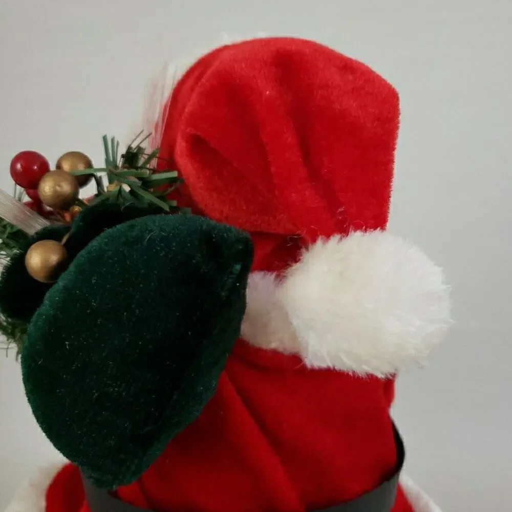 Fiber Optic Santa Claus Shelf Mantle Sitter Red Suit St Nick Battery Operated