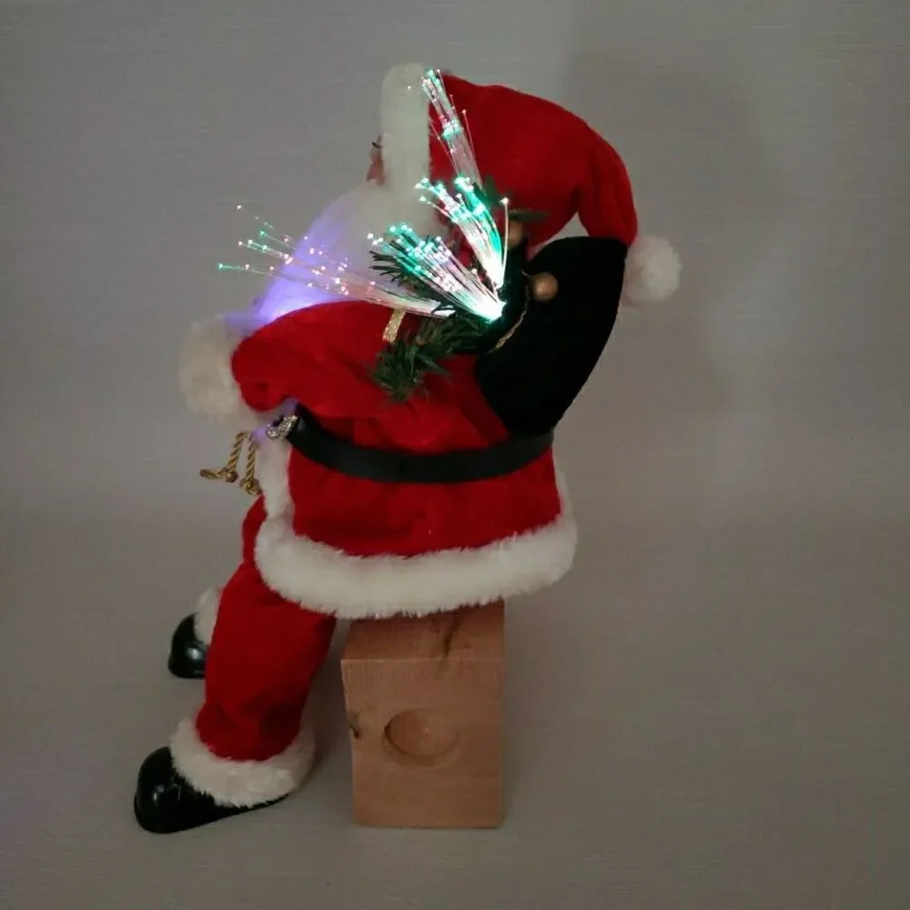 Fiber Optic Santa Claus Shelf Mantle Sitter Red Suit St Nick Battery Operated
