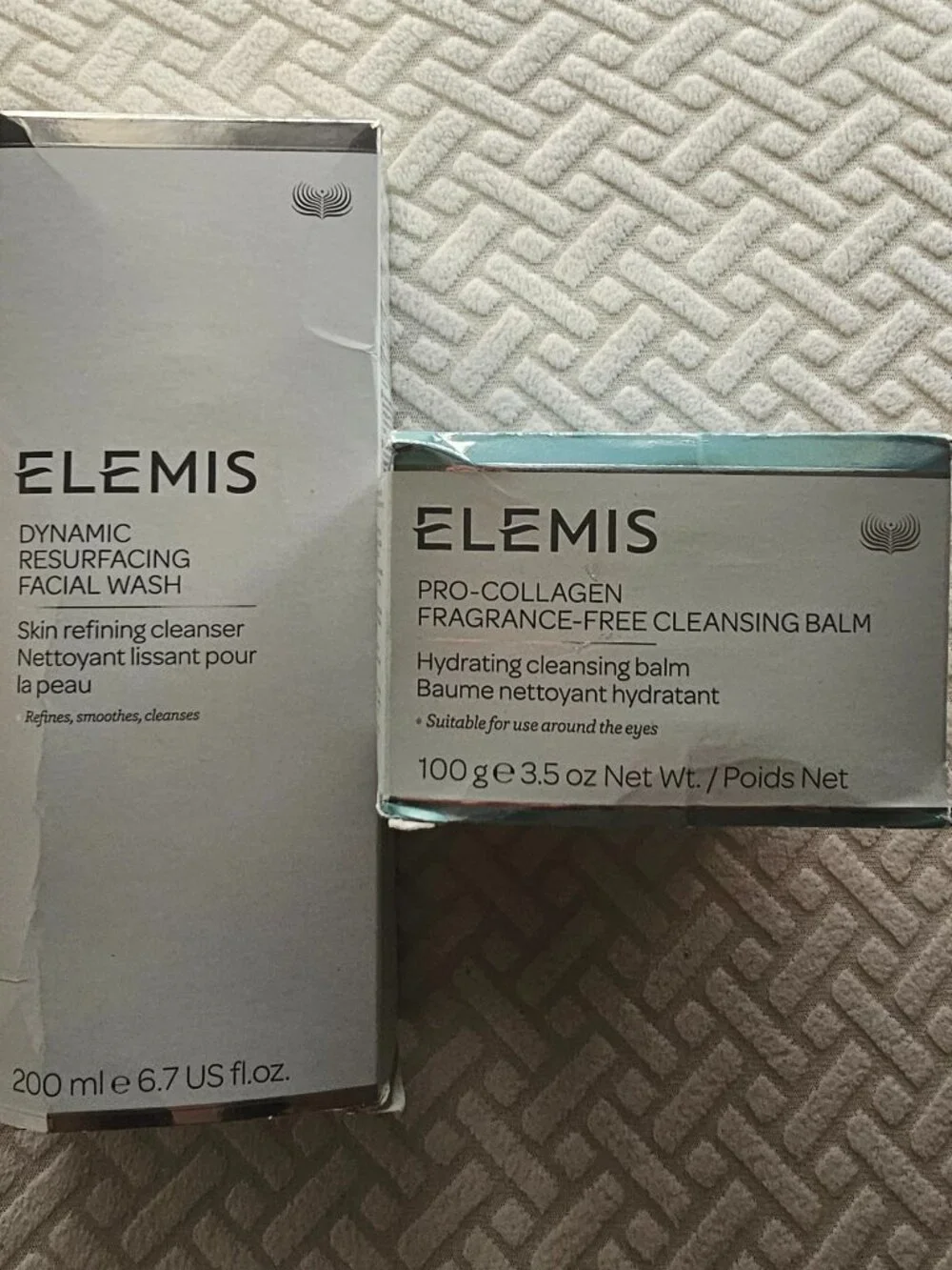 Elemis Dynamic Resurfacing Face Wash and Pro Collagen Fragrance Free Cleansing B