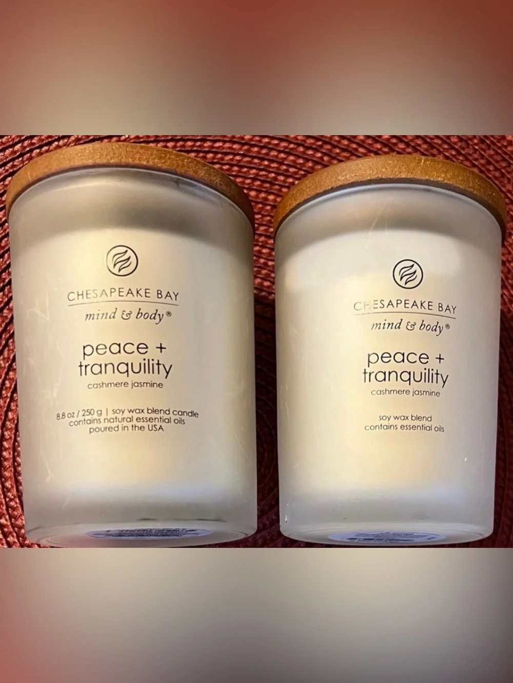 Chesapeake Bay Peace & Tranquility Cashmere Jasmine Soy Candles X’s 2 Both New