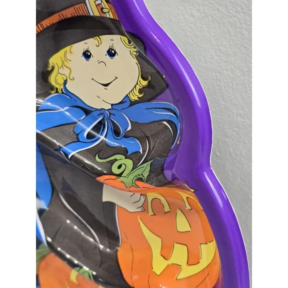 Vintage Halloween Serving Tray Berman Plastic Candy Treat Dish Witch Pumpkin Cat