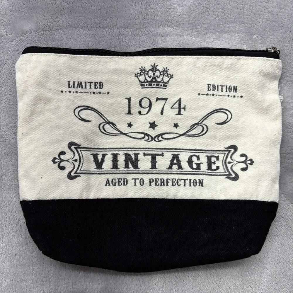 Black and Beige Vintage Limited Edition 1974 Make-Up Bag see pics