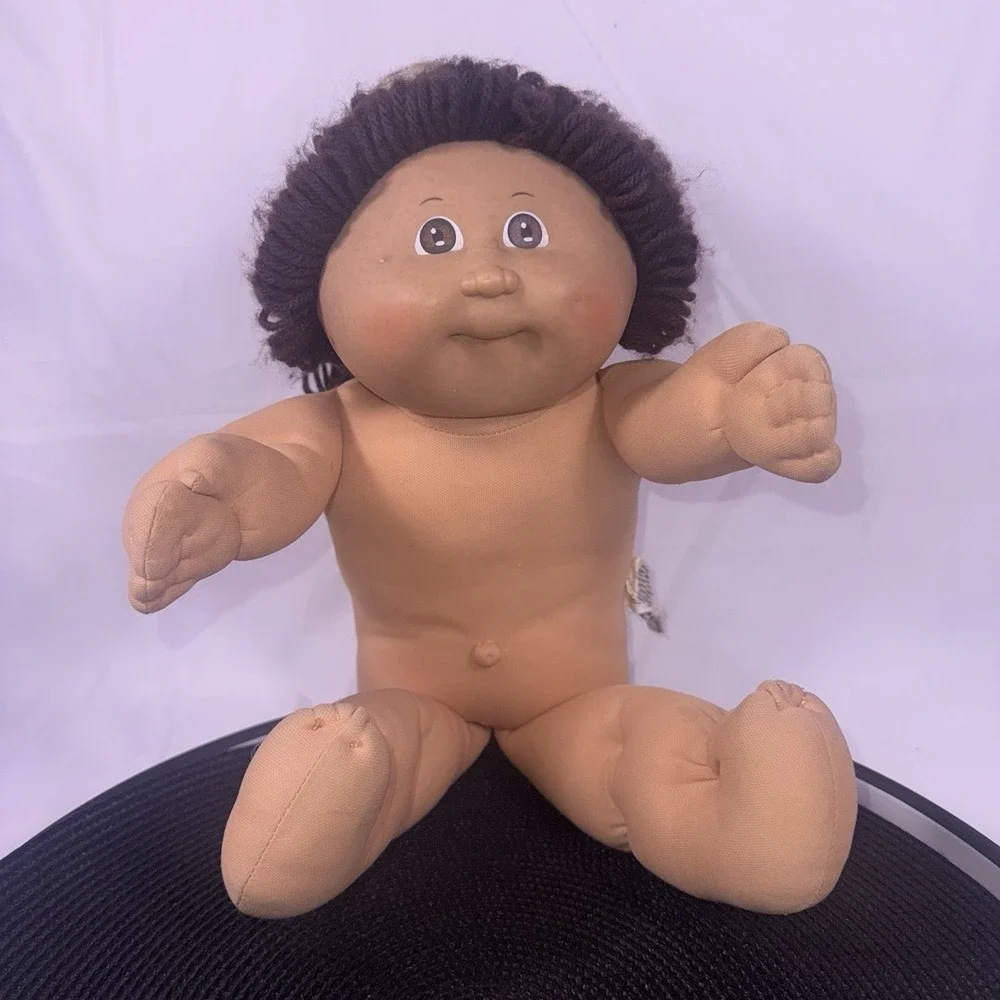 Vintage Cabbage Patch Kids Doll Xavier Roberts Signed Yarn Brown Hair Girl