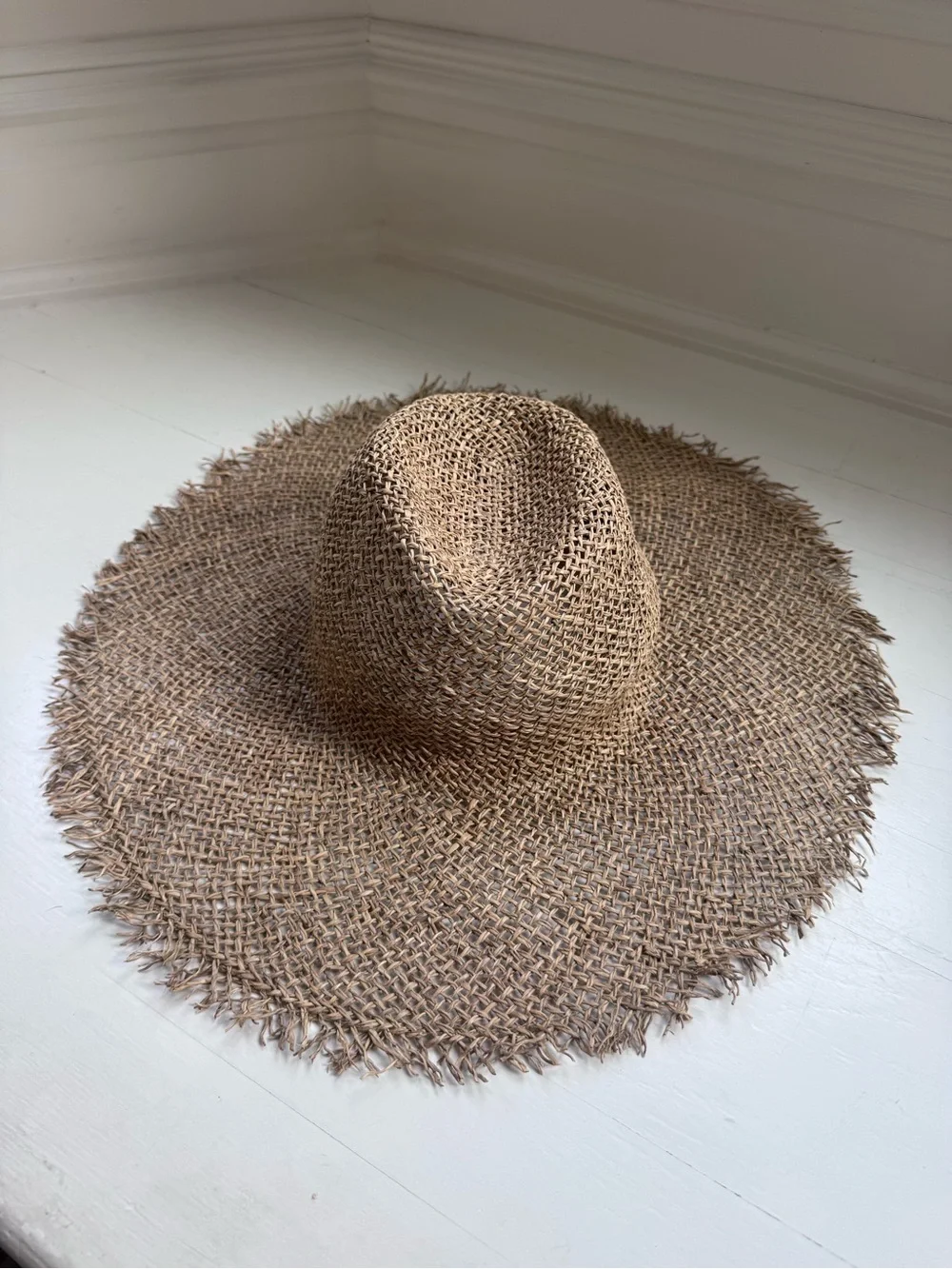 Lack of Color Open-Weave Straw Hat with Frayed Brim - Medium