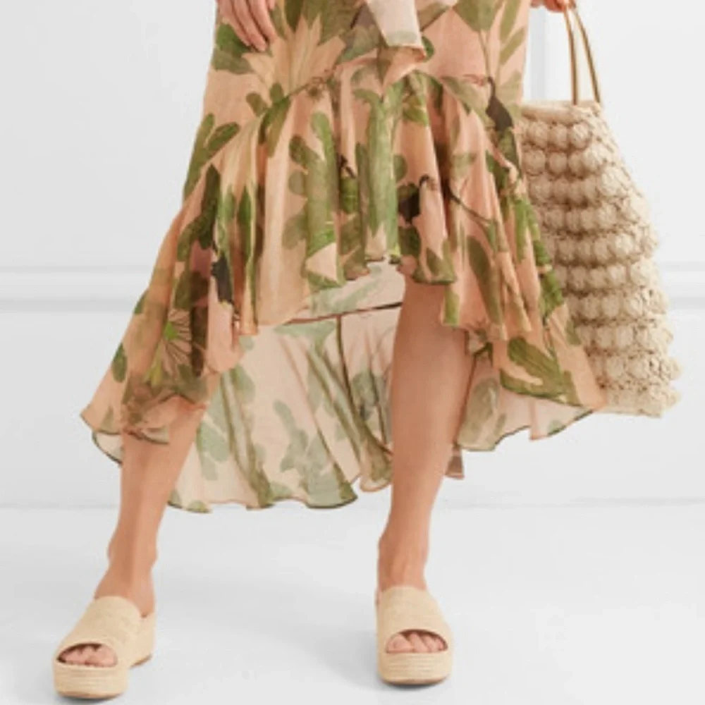 Woven Platform Wedge Slide - Cream