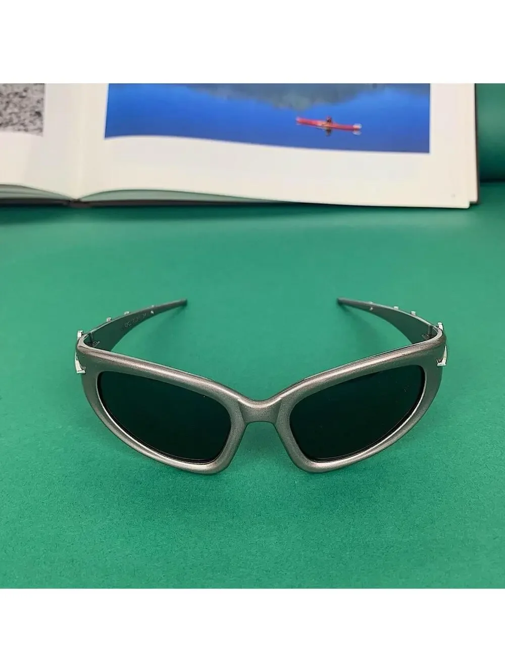 Y2k Cyber Style Futuristic Star Smoke Grey Grunge Sunglasses
