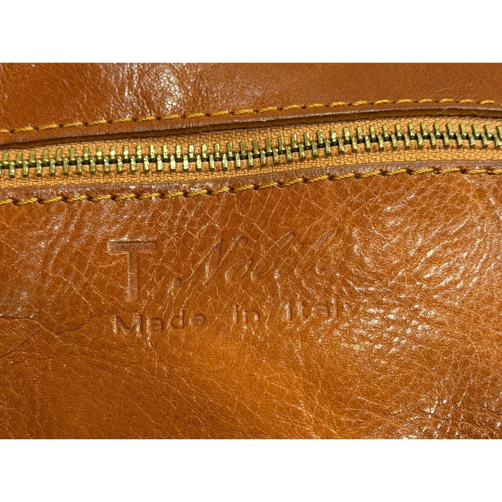 Tuffoni Italy Leather Duffel Bag Cognac Brown Weekender Travel Bag Handcrafted