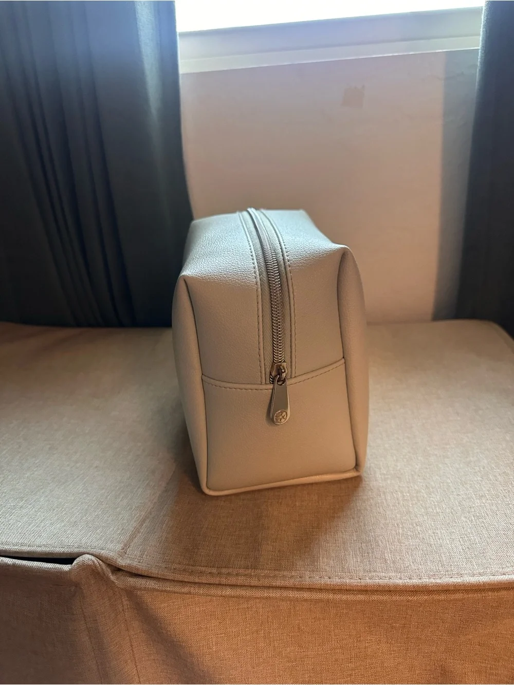 Minimalist Light Teal Blue/Grey Women's Cosmetic Pouch