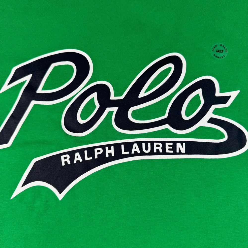 Polo Ralph Lauren T-Shirt HOLE Mens 4XLT Green Script Logo Short Sleeve Tee NWT