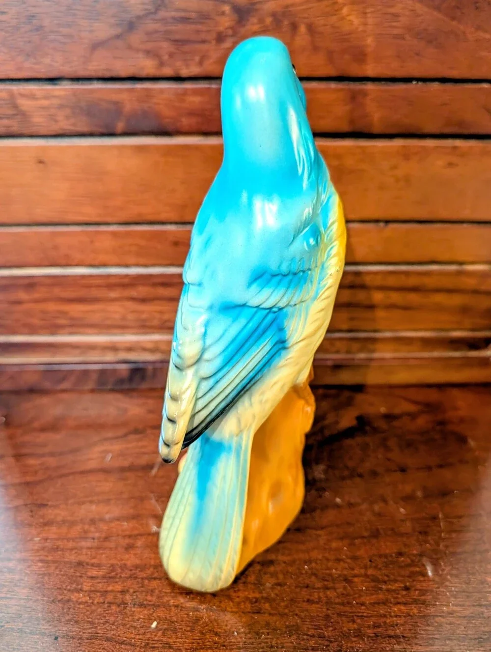Vintage Ceramic Blue and Yellow Songbird Figurine for Bird Lovers