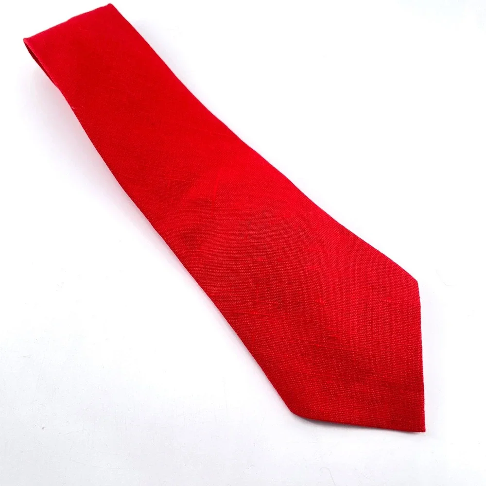Moygashel Red 100% Irish Linen Tie Woven in Ireland Solid Textured 56 x 4