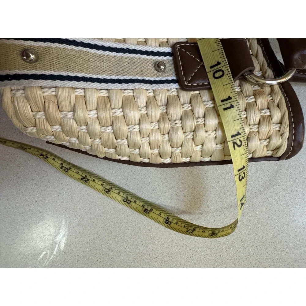 Chaps Vintage Y2K Woven Straw Raffia Summer Vacation Resort Tote Shoulder Bag