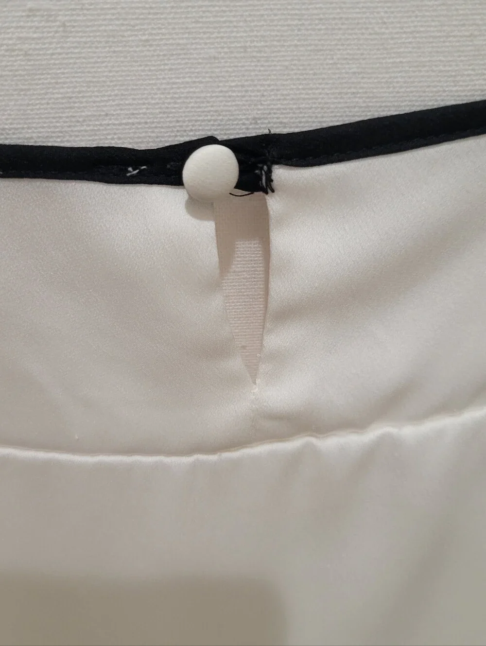 Kate Spade Charmeuse Babydoll Nightie White with Black Trim | Size Medium