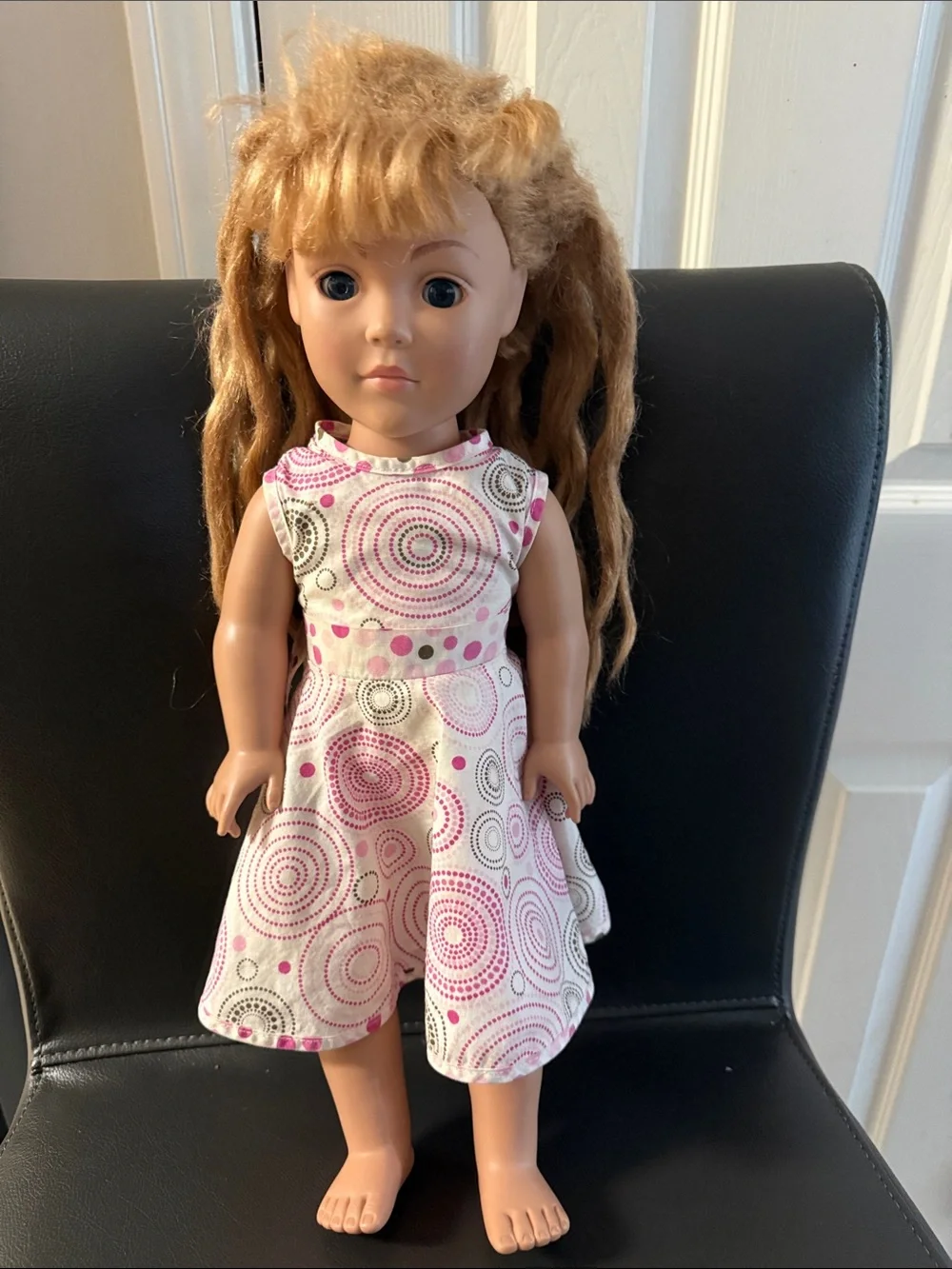 2009 Madame Alexander— Pink & White Patterned Dress for 18