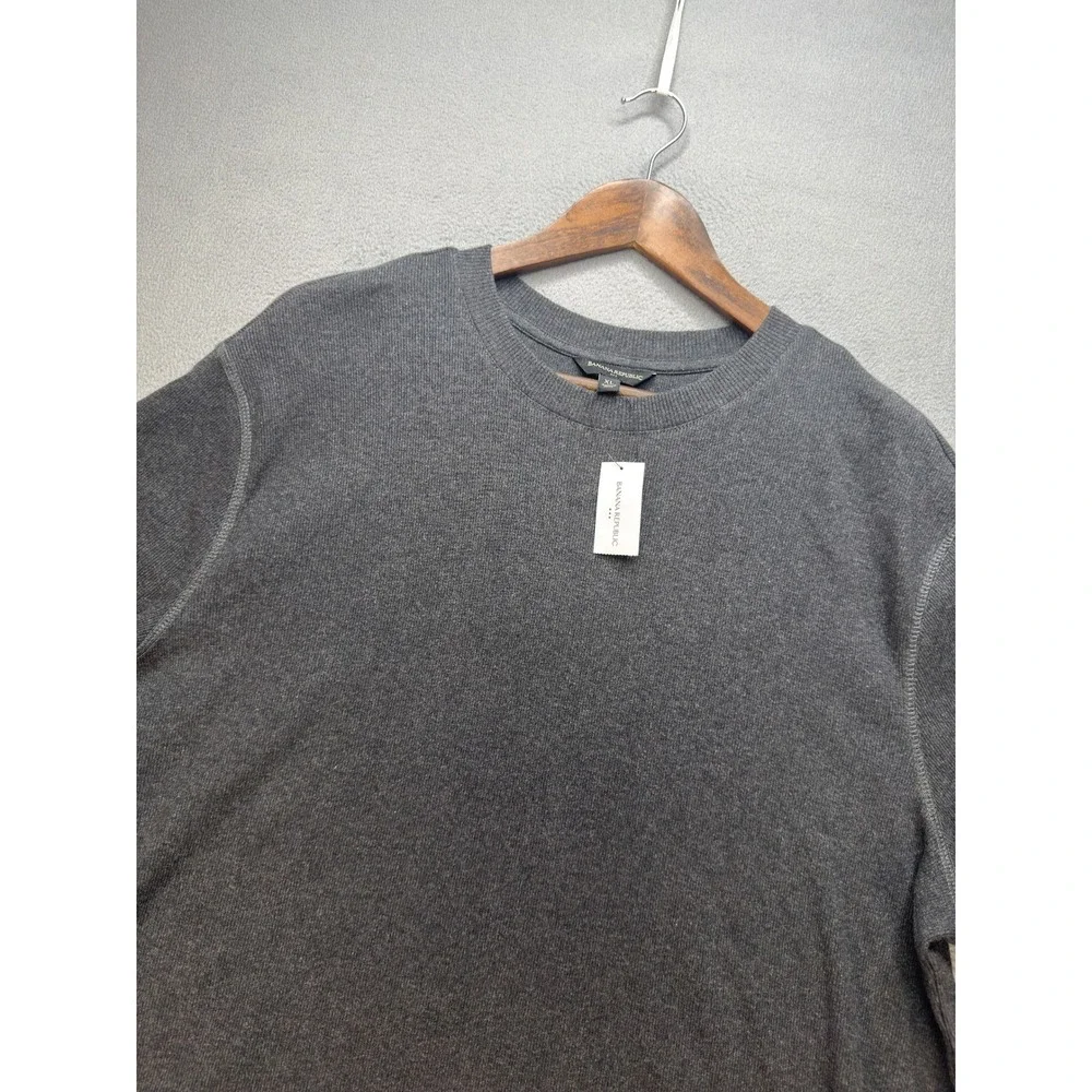 Banana Republic Mini Rib Slim T-Shirt Short Sleeve XL Charcoal Heather Gray Crew