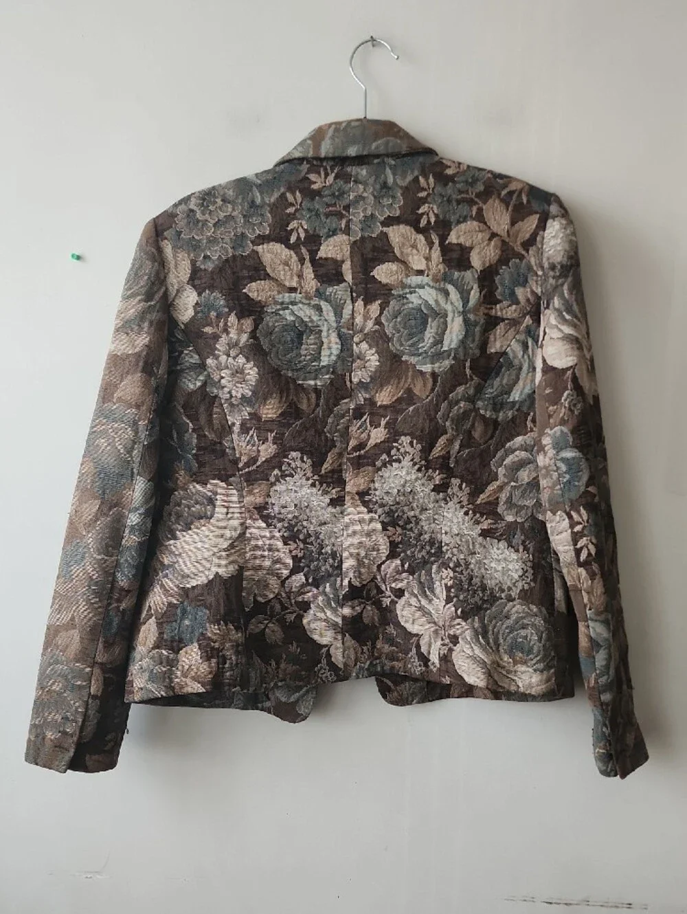 Grace Elements Taupe Floral Blazer with Blue and Cream Accents
