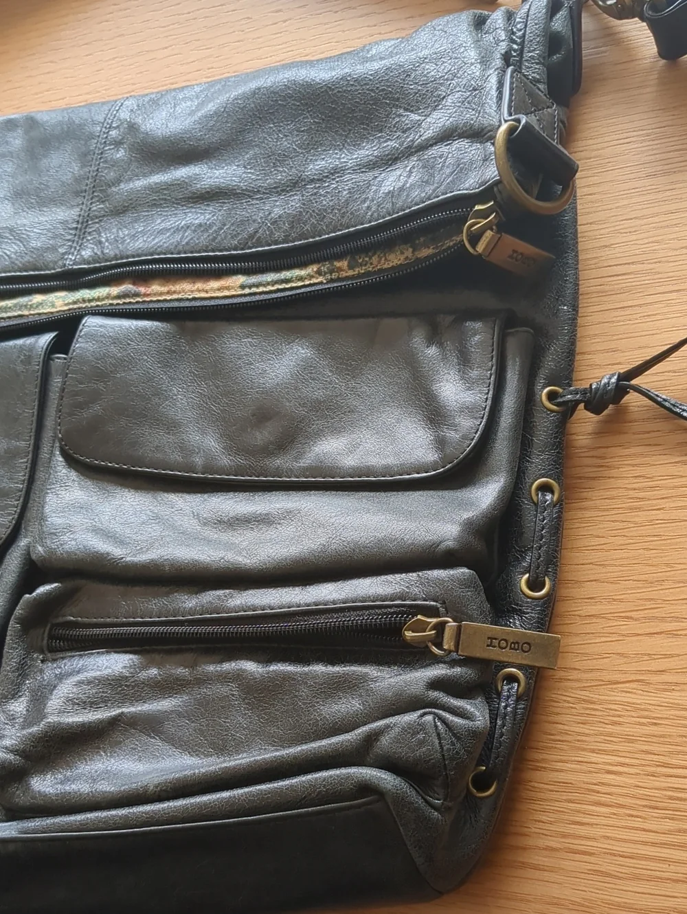 HOBO Black Leather Hobo Shoulder Bag with Gold Hardware
