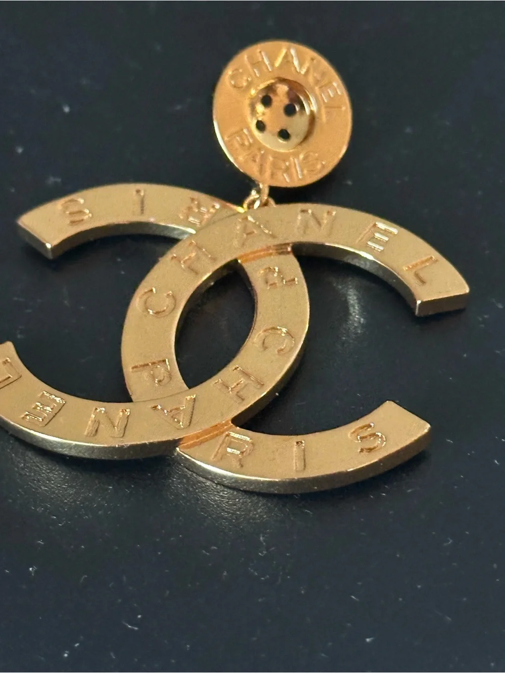 CHANEL Gold-tone XL Button Dangle Earring SINGLE EARRING ONLY!!!!