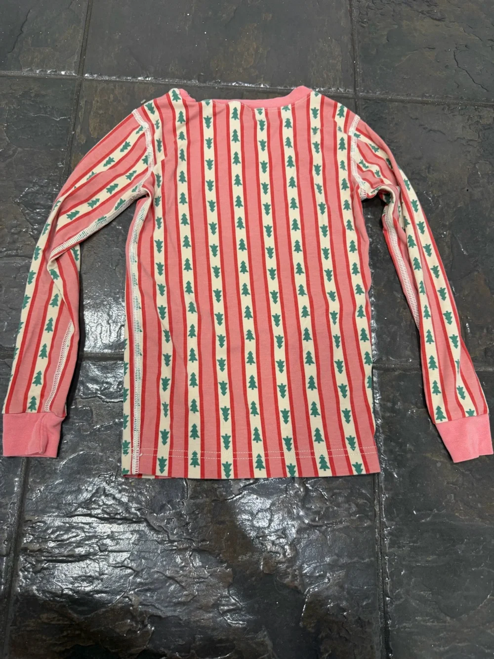 Hanna Andersson Christmas Pajamas Size 6-7 120 Tree Stripe One Piece Sleeper
