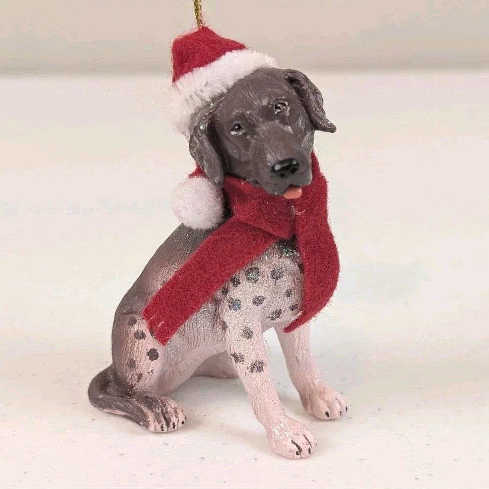German Shorthaired Pointer Christmas Ornament Resin Dog Santa Hat Christmas Shop
