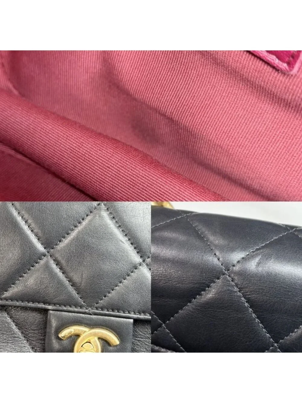 Chanel 2-Way Quilted Handbag Chain Shoulder Bag Crossbody CC Logo Lambskin Black