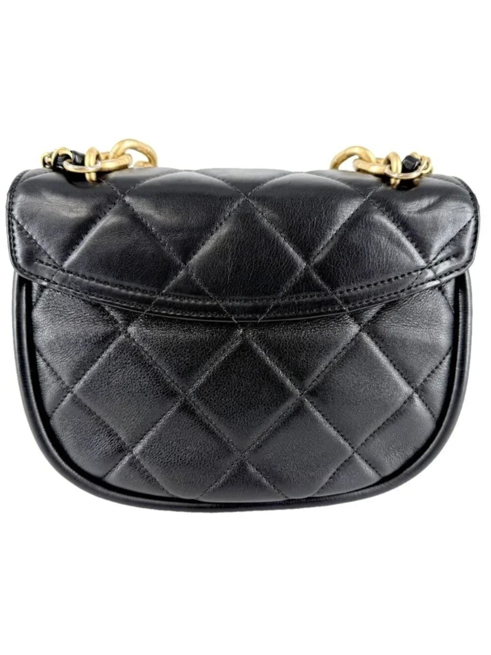 Chanel 2-Way Quilted Handbag Chain Shoulder Bag Crossbody CC Logo Lambskin Black