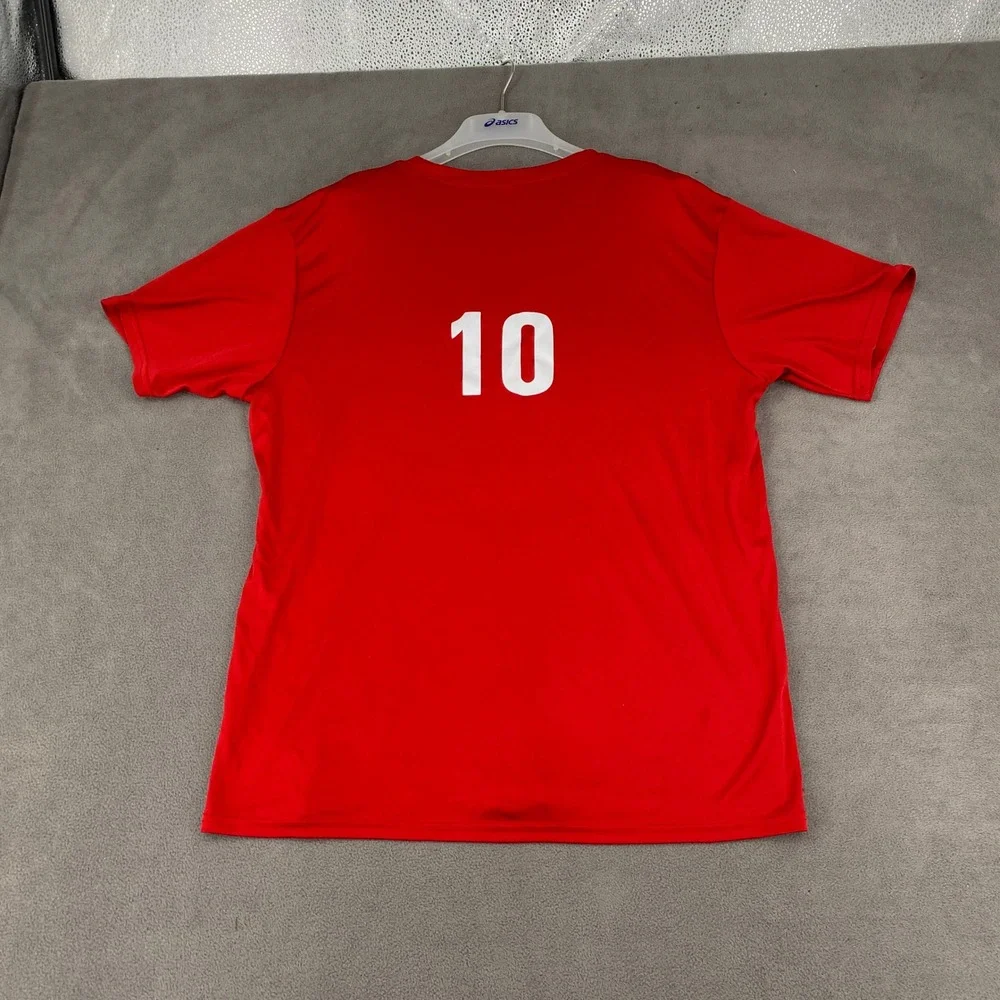 Adidas Mens Red Short Sleeve Soccer Jersey Training Shirt Number 10 Size Large