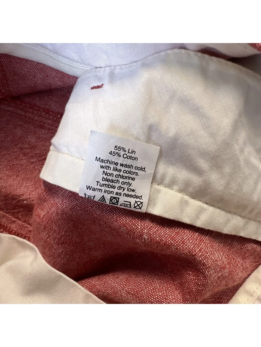 J. Crew Linen Cotton Beach Shorts Mens 33 Red Coastal Preppy 9” Inseam Textured
