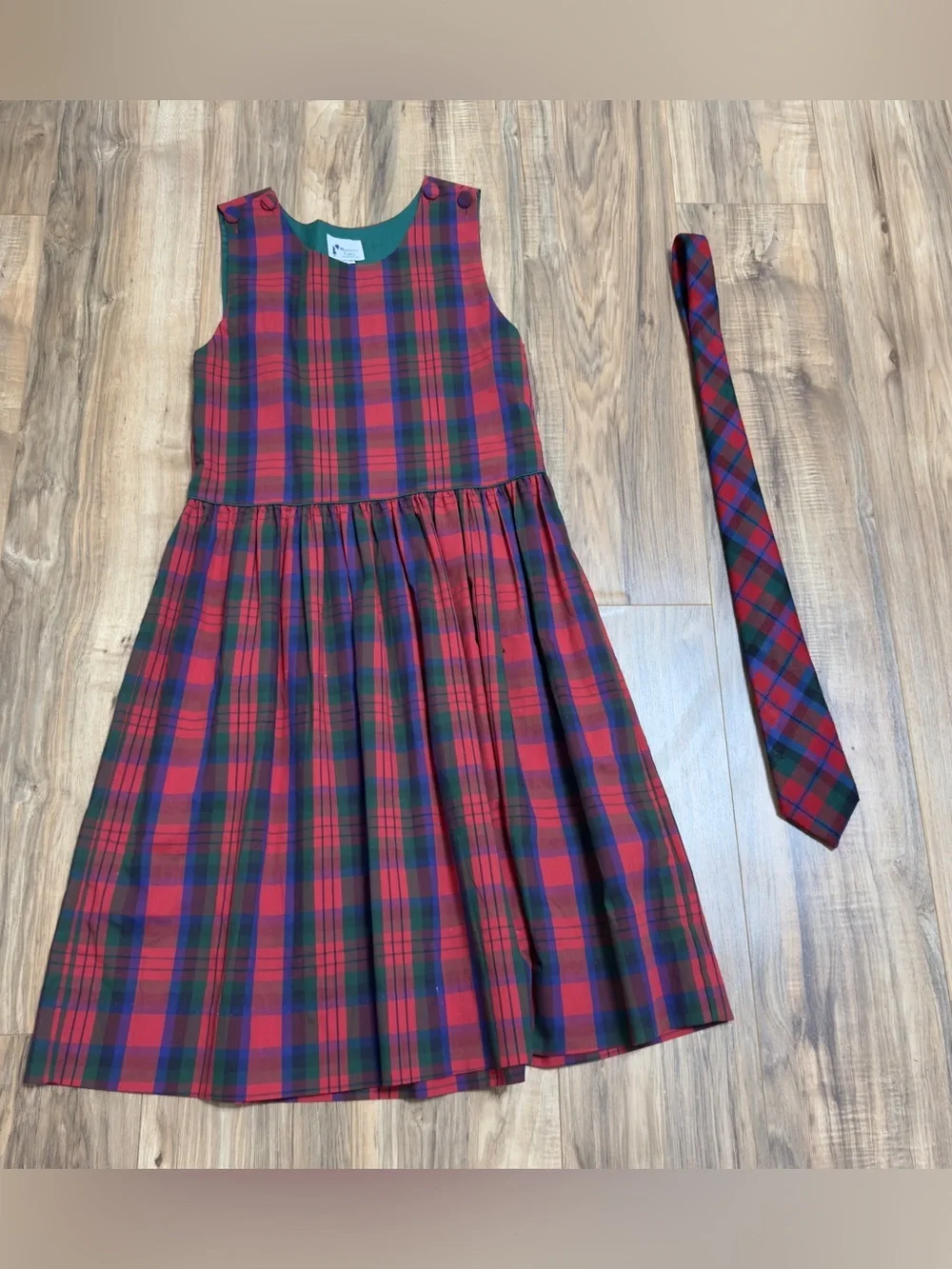 Vtg Lochcarron 100% Wool Neck Tie Striped Scotland w/matching women's Dress sz S