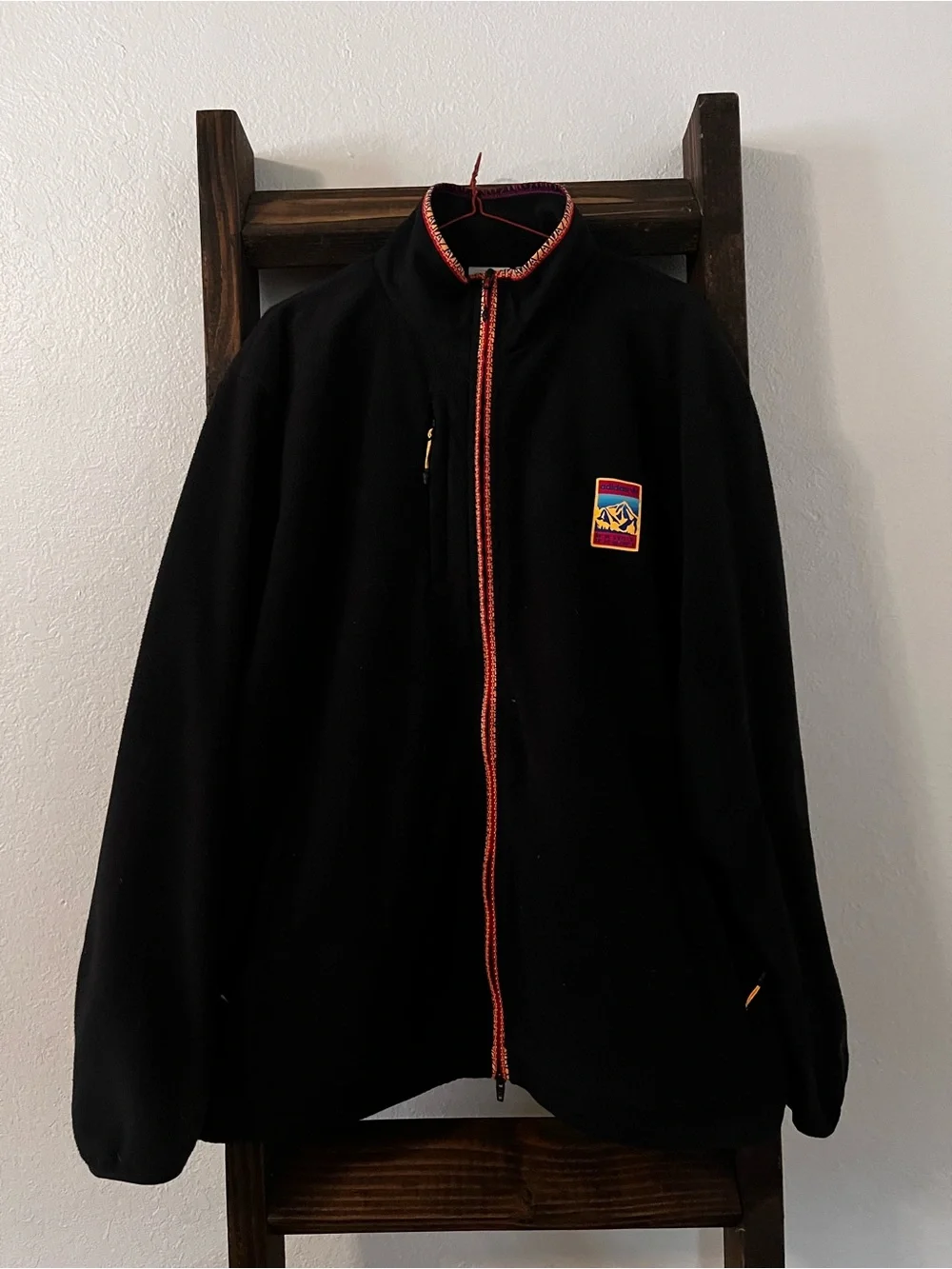 adidas Black Zip-Up Fleece Jacket with Subtle Red Trim super rare